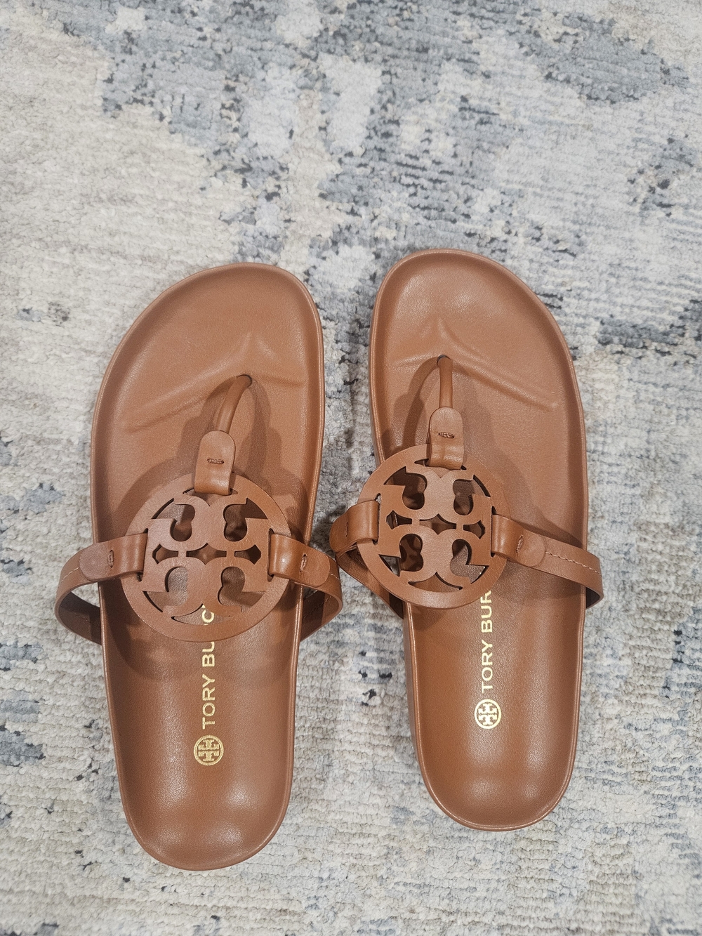 Tory Burch Miller Leather Thong Sandals - Cognac - Picture 7 of 7